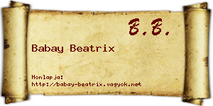 Babay Beatrix névjegykártya